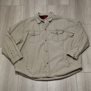 Craftsman Men’s Beige Flannel Lined Button Front Work Jacket Pockets XXL
